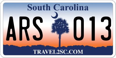 SC license plate ARS013