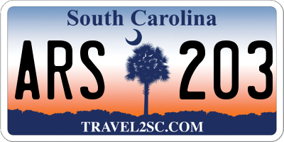 SC license plate ARS203