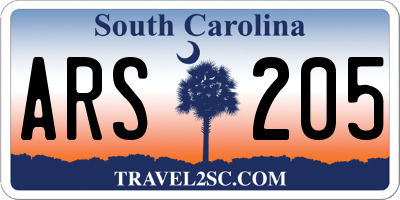 SC license plate ARS205