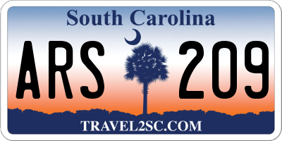 SC license plate ARS209