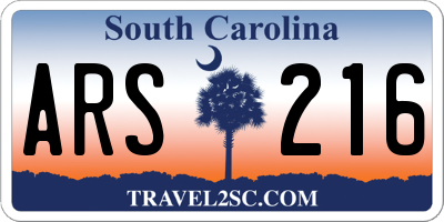 SC license plate ARS216