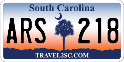 SC license plate ARS218