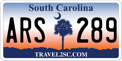 SC license plate ARS289