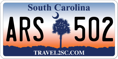 SC license plate ARS502