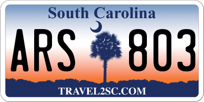 SC license plate ARS803