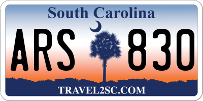 SC license plate ARS830