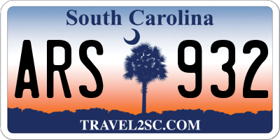 SC license plate ARS932