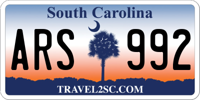 SC license plate ARS992