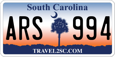 SC license plate ARS994