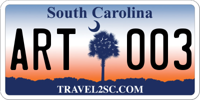 SC license plate ART003