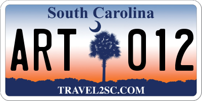 SC license plate ART012