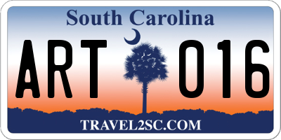 SC license plate ART016