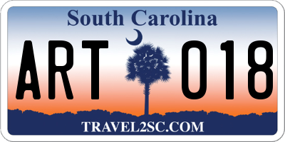 SC license plate ART018