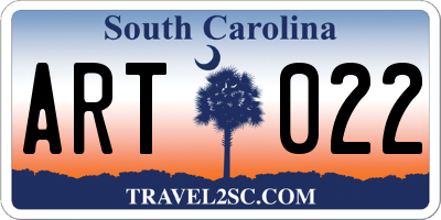 SC license plate ART022
