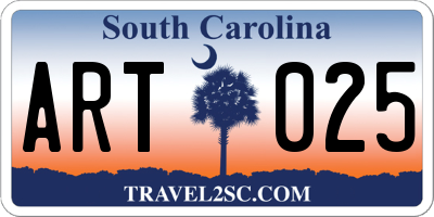 SC license plate ART025