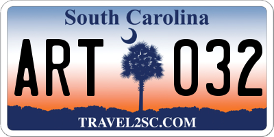 SC license plate ART032