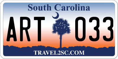 SC license plate ART033