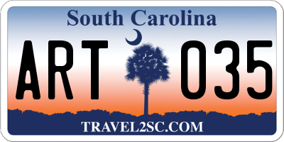 SC license plate ART035