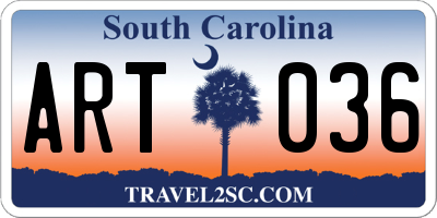 SC license plate ART036