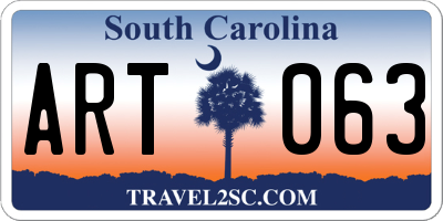 SC license plate ART063