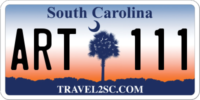 SC license plate ART111
