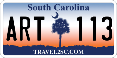 SC license plate ART113