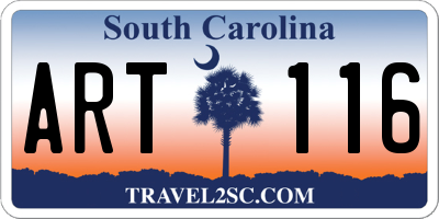 SC license plate ART116