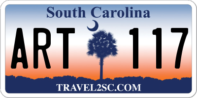 SC license plate ART117