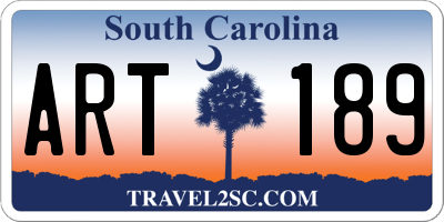 SC license plate ART189