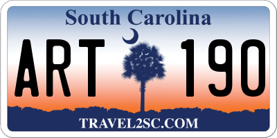 SC license plate ART190