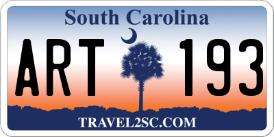 SC license plate ART193