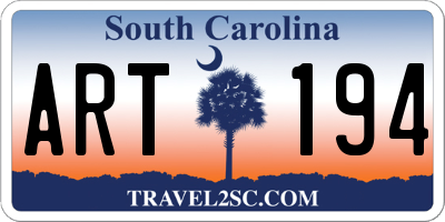 SC license plate ART194
