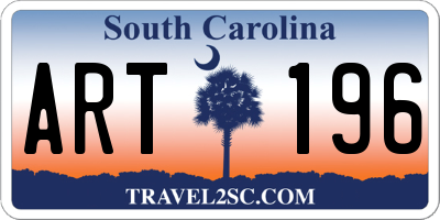SC license plate ART196