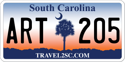 SC license plate ART205