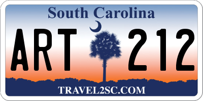SC license plate ART212