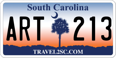 SC license plate ART213