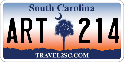 SC license plate ART214