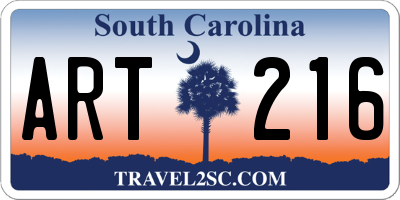 SC license plate ART216