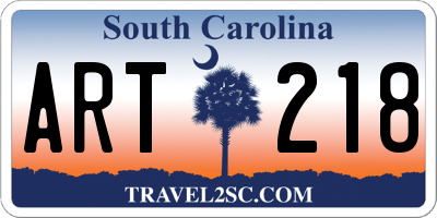 SC license plate ART218