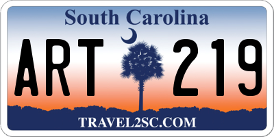 SC license plate ART219