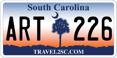 SC license plate ART226