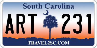 SC license plate ART231