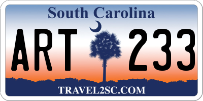 SC license plate ART233