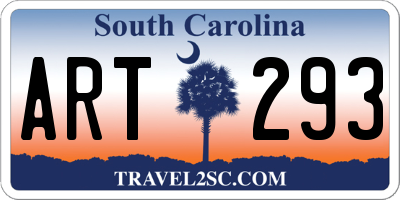 SC license plate ART293