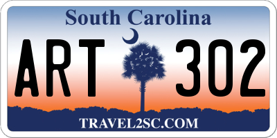 SC license plate ART302
