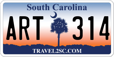 SC license plate ART314