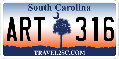 SC license plate ART316