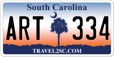 SC license plate ART334
