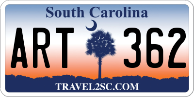 SC license plate ART362
