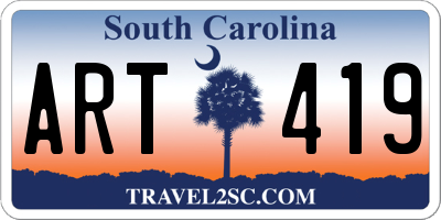 SC license plate ART419